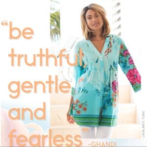 SOFT SURROUNDINGS L'Atalante 3/4 Sleeve Tunic Top Tropical Blue L